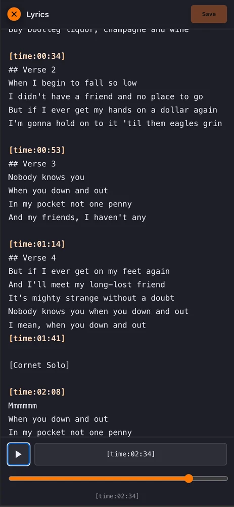 Lyrics editing